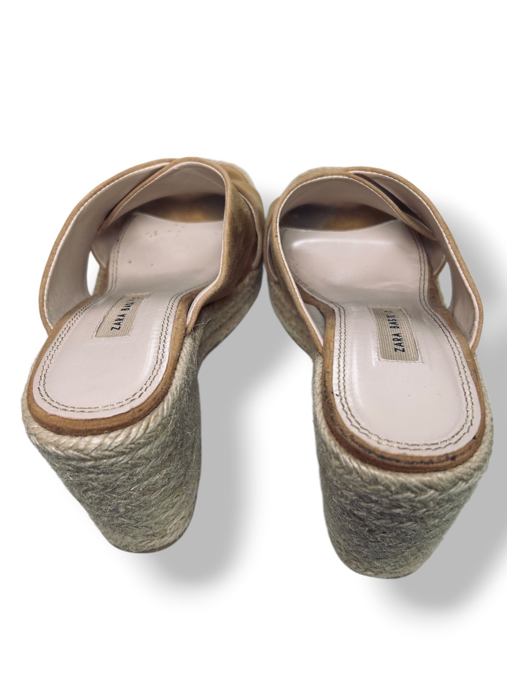 Zara Basic Tan Suede Espadrille Platform Mule Sandals Block Heel EU 36 US 6 - Picture 7 of 9